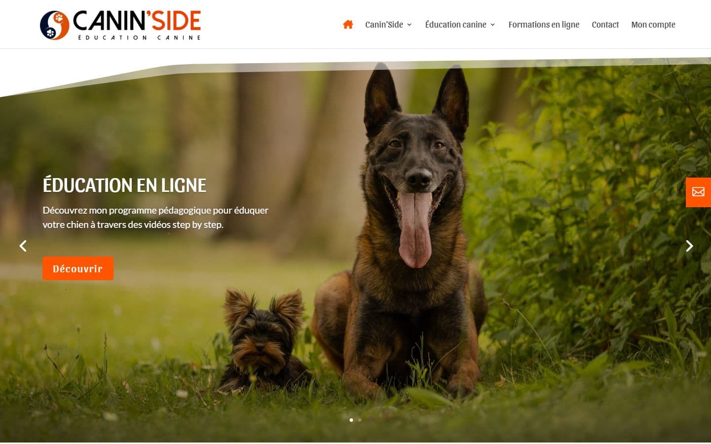 Le site Canin'Side sur ordinateur