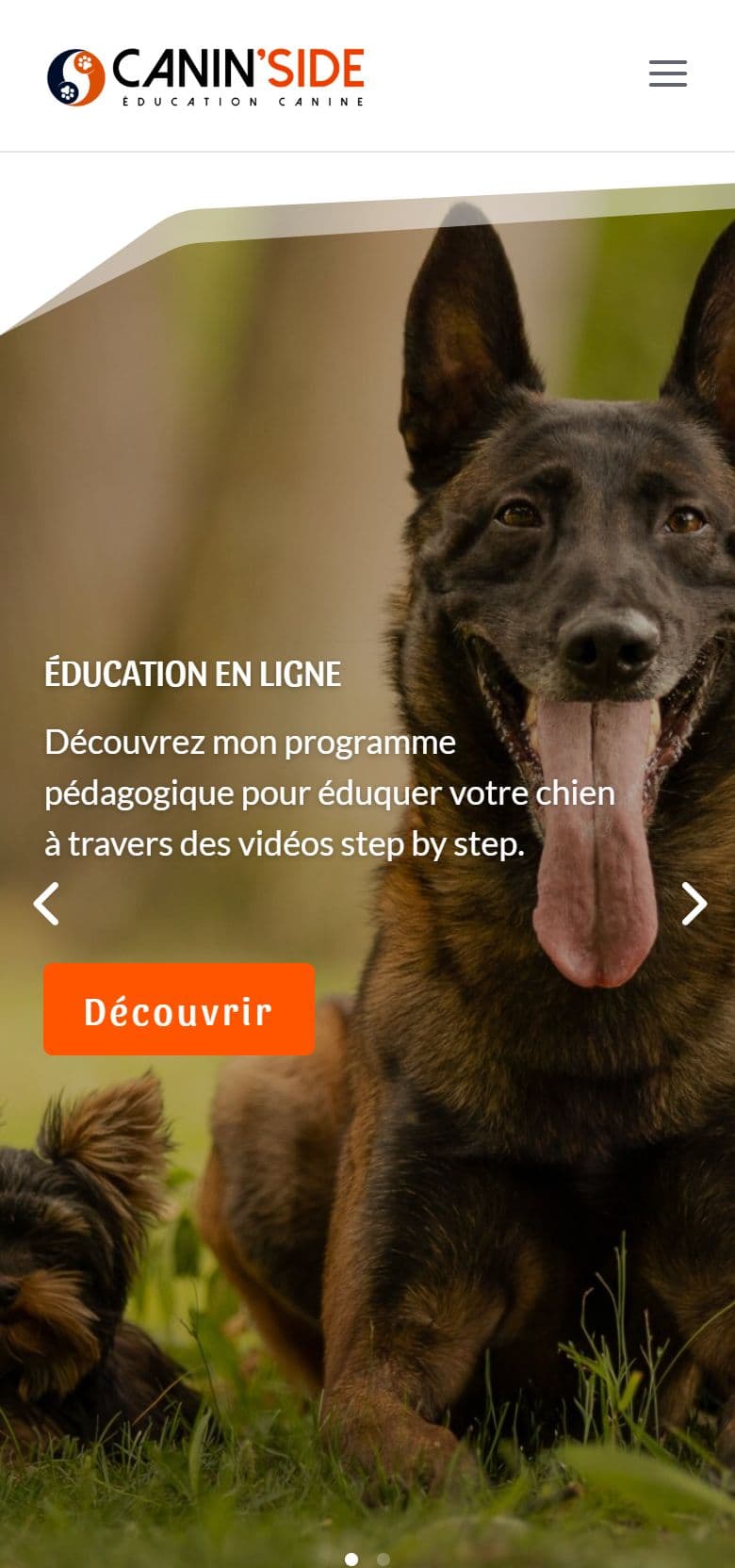 Le site Canin'Side sur mobile