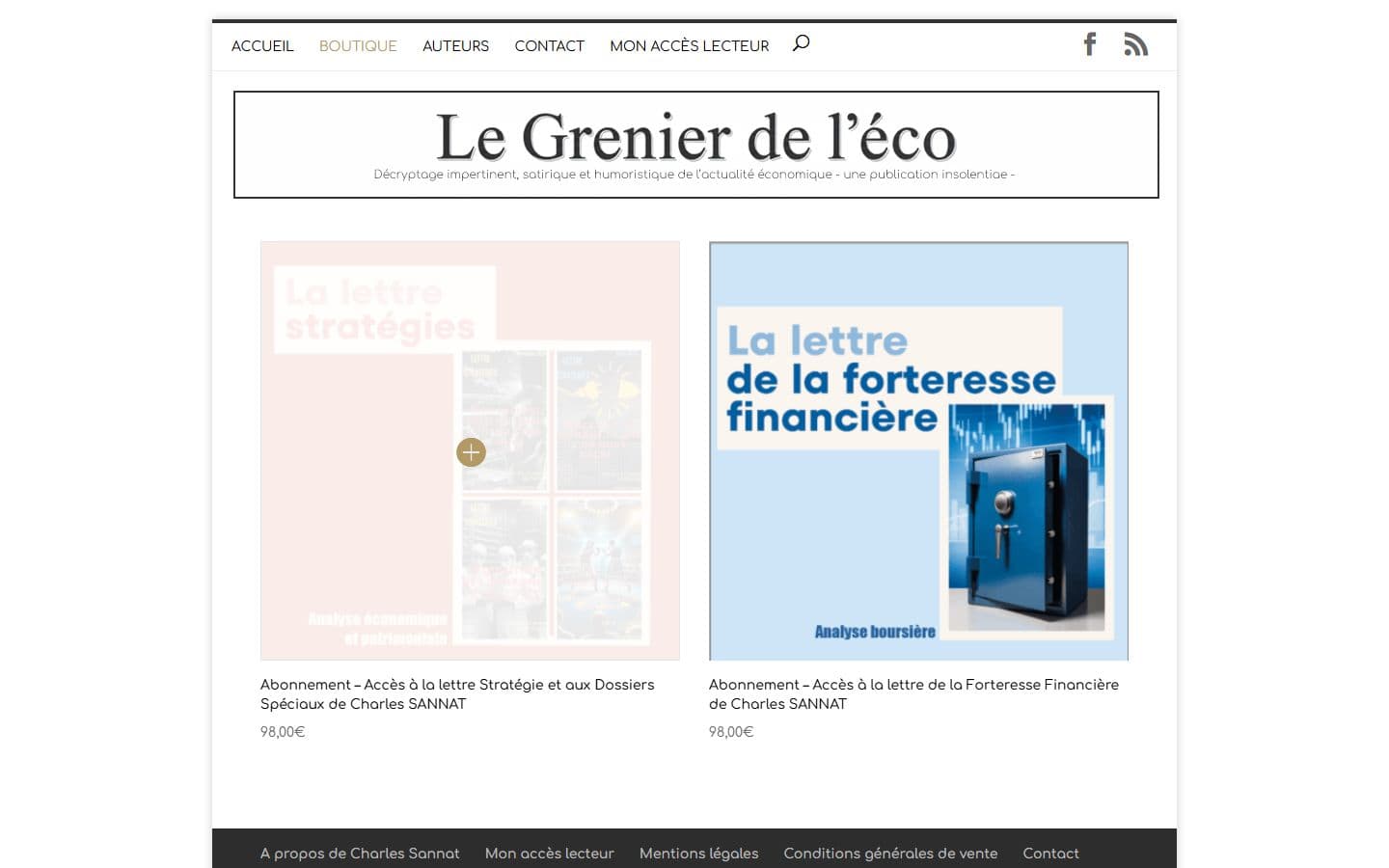 Le site Le Grenier de l'éco sur ordinateur