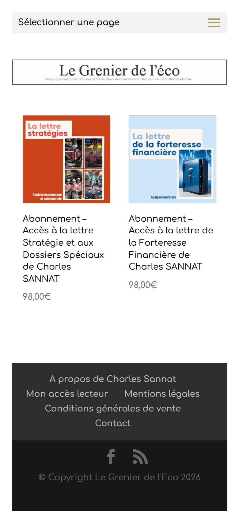 Le site Le Grenier de l'éco sur mobile