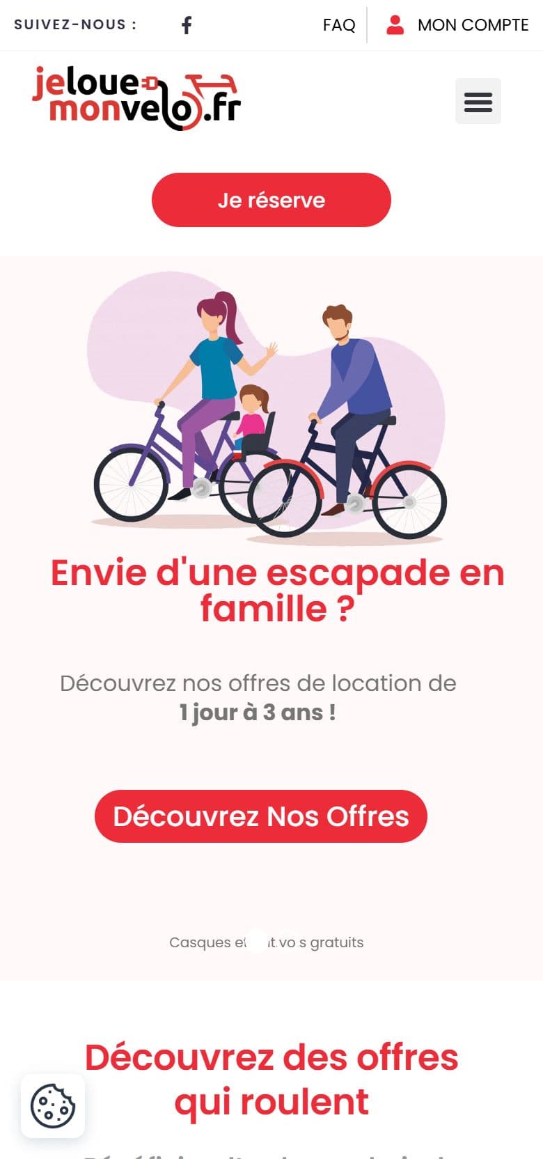 Le site Jelouemonvelo.fr sur mobile
