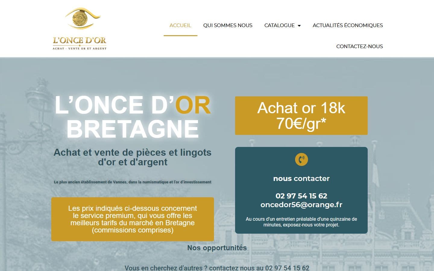 Le site L'Once d'Or sur ordinateur