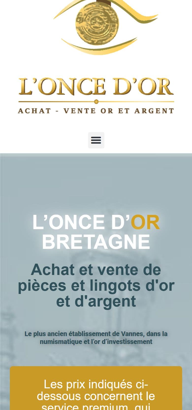 Le site L'Once d'Or sur mobile